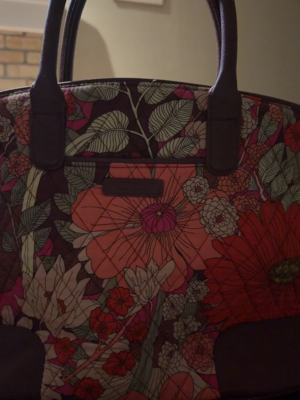 Vera Bradley Floral Quilted Tote in Pink and Burgundy